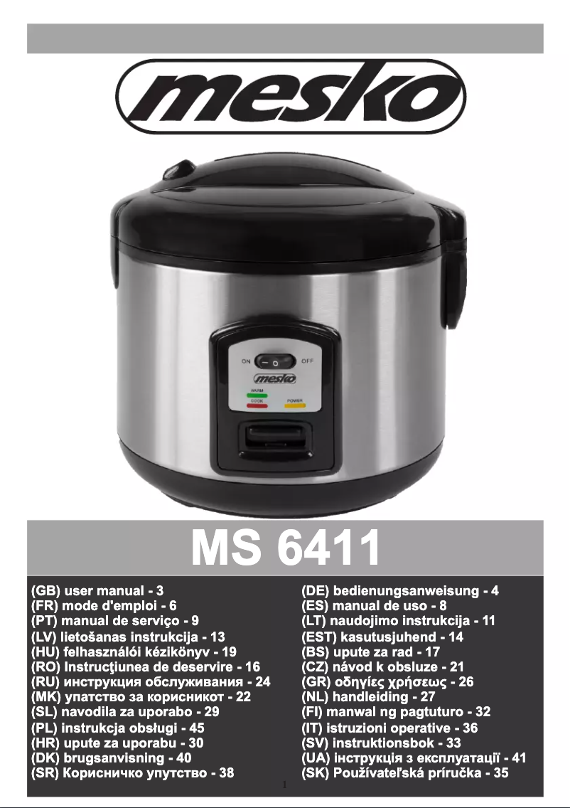 Page 1 de la notice Manuel utilisateur Mesko MS 6411