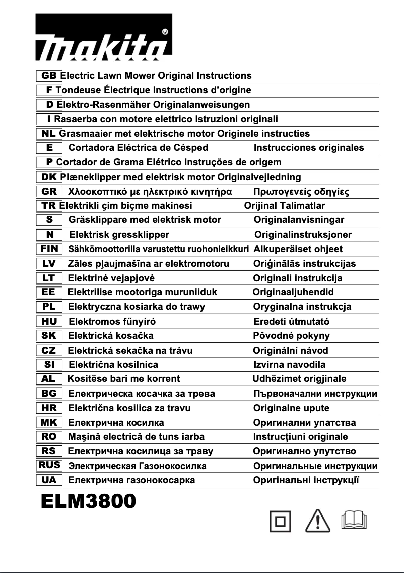 Page 1 de la notice Manuel utilisateur Makita ELM3800