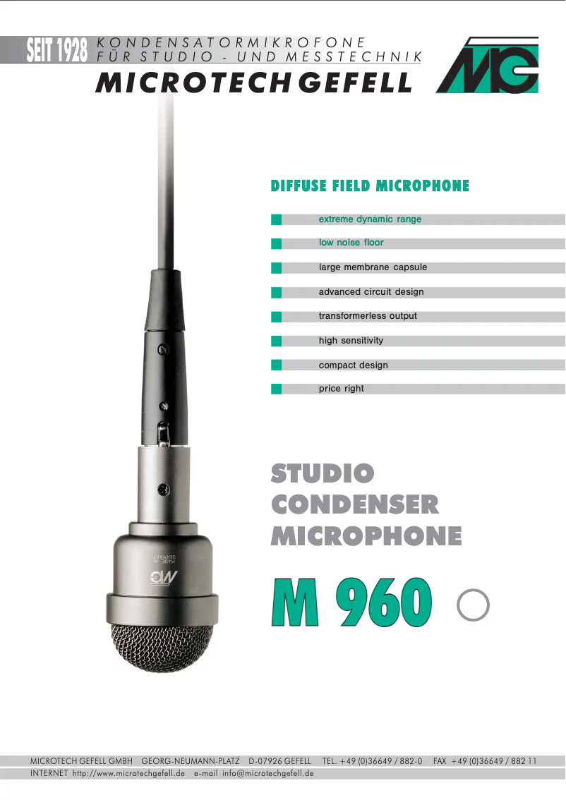 Page n°1 - Manuel utilisateur Microtech Gefell M 960