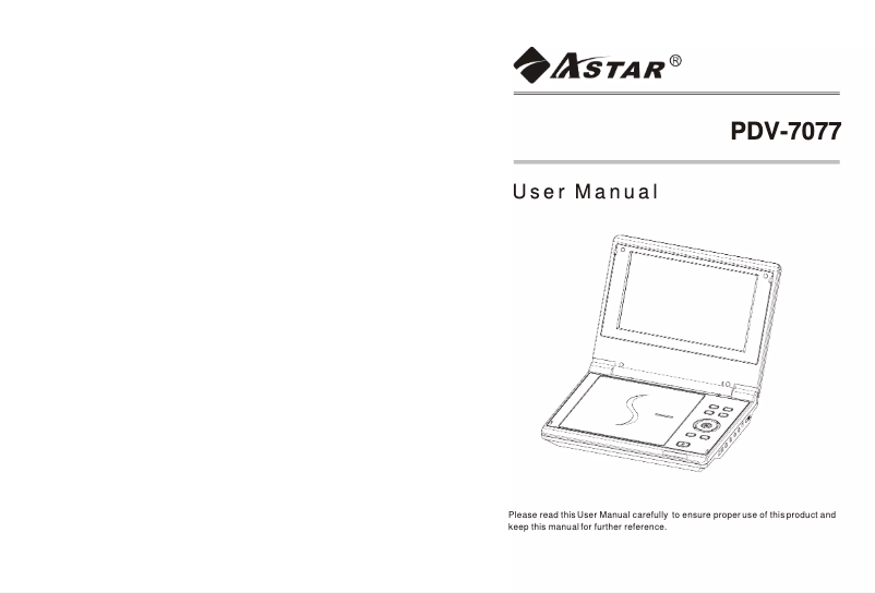 Page n°1 - Manuel utilisateur Astar PDV-7077