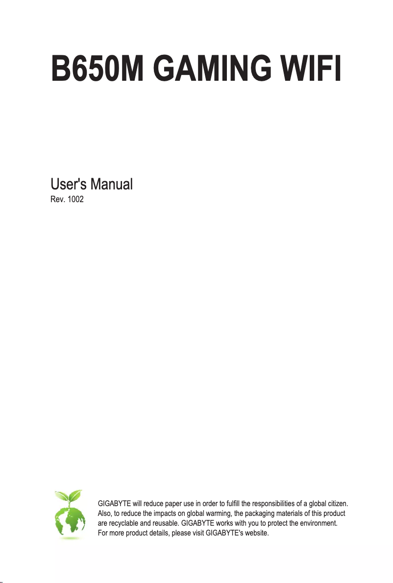 Page n°1 - Manuel utilisateur Gigabyte B650M GAMING WIFI