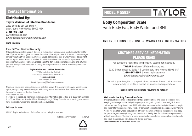 Image de la première page du manuel de l'appareil 55814072F