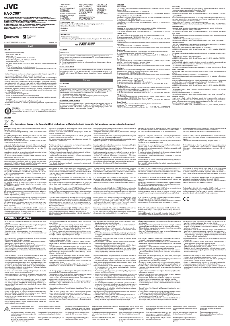 Page 1 de la notice Manuel utilisateur JVC HA-XC90T