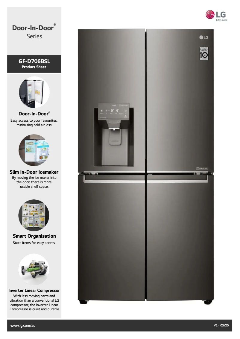 Page 1 de la notice Fiche technique LG GF-D706BSL