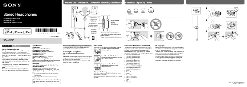 Image de la première page du manuel de l'appareil XBA-C10iP