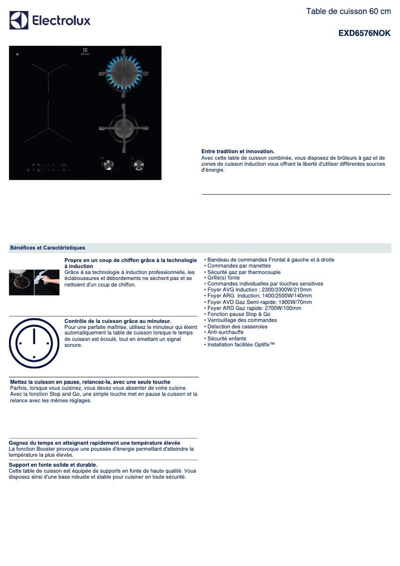 Page n°1 - Fiche technique Electrolux EXD6576NOK
