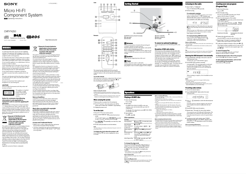 Página 1 del manual Manual de usuario Sony CMT-FX250