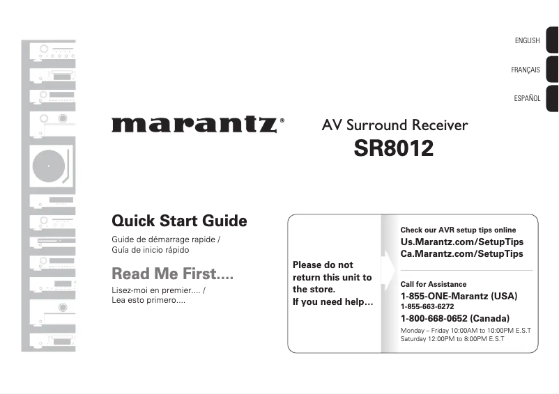 Página 1 del manual Guía de inicio rápido Marantz SR8012