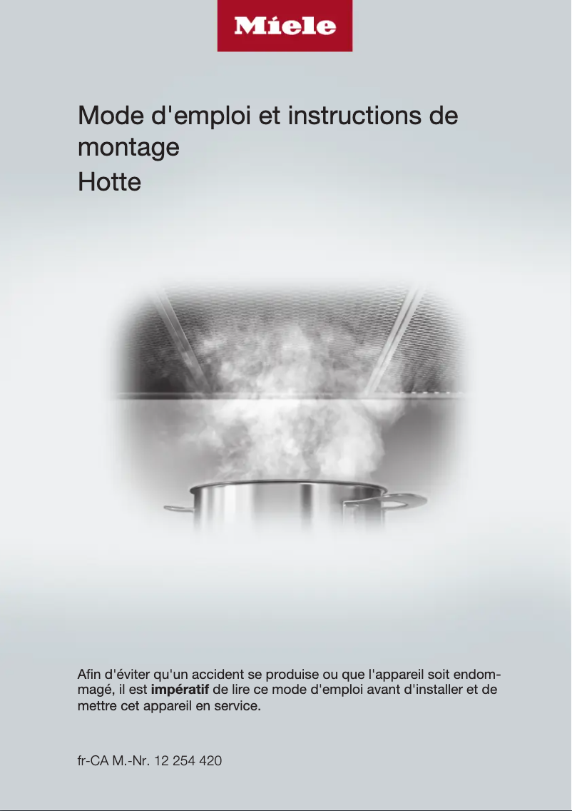 Page n°1 - Manuel utilisateur Miele DA 2518