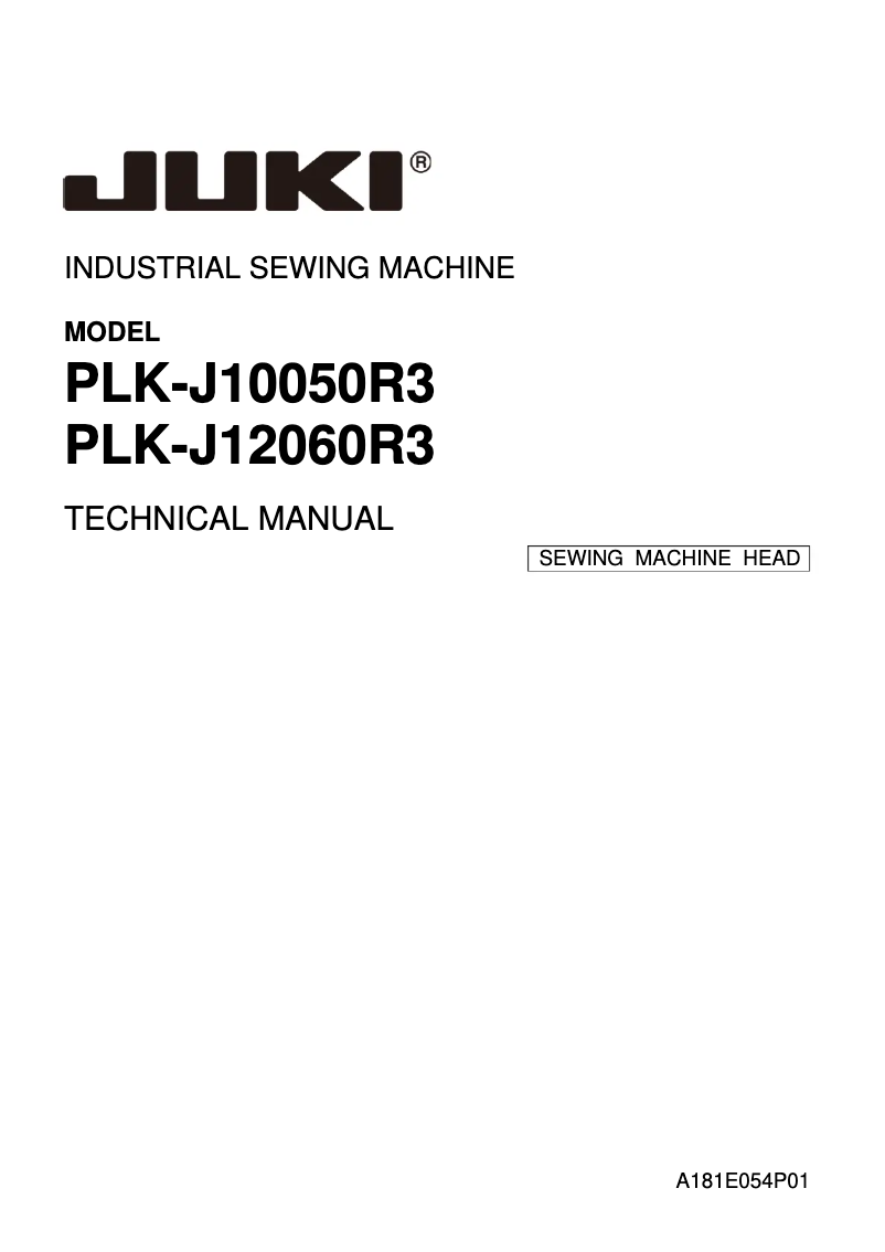 Page n°1 - Manuel utilisateur Juki PLK-J10050R3