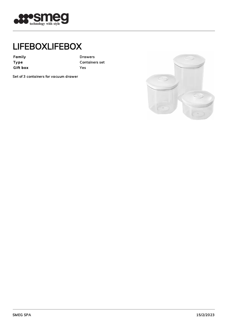 Page 1 de la notice Brochure Smeg LIFEBOX