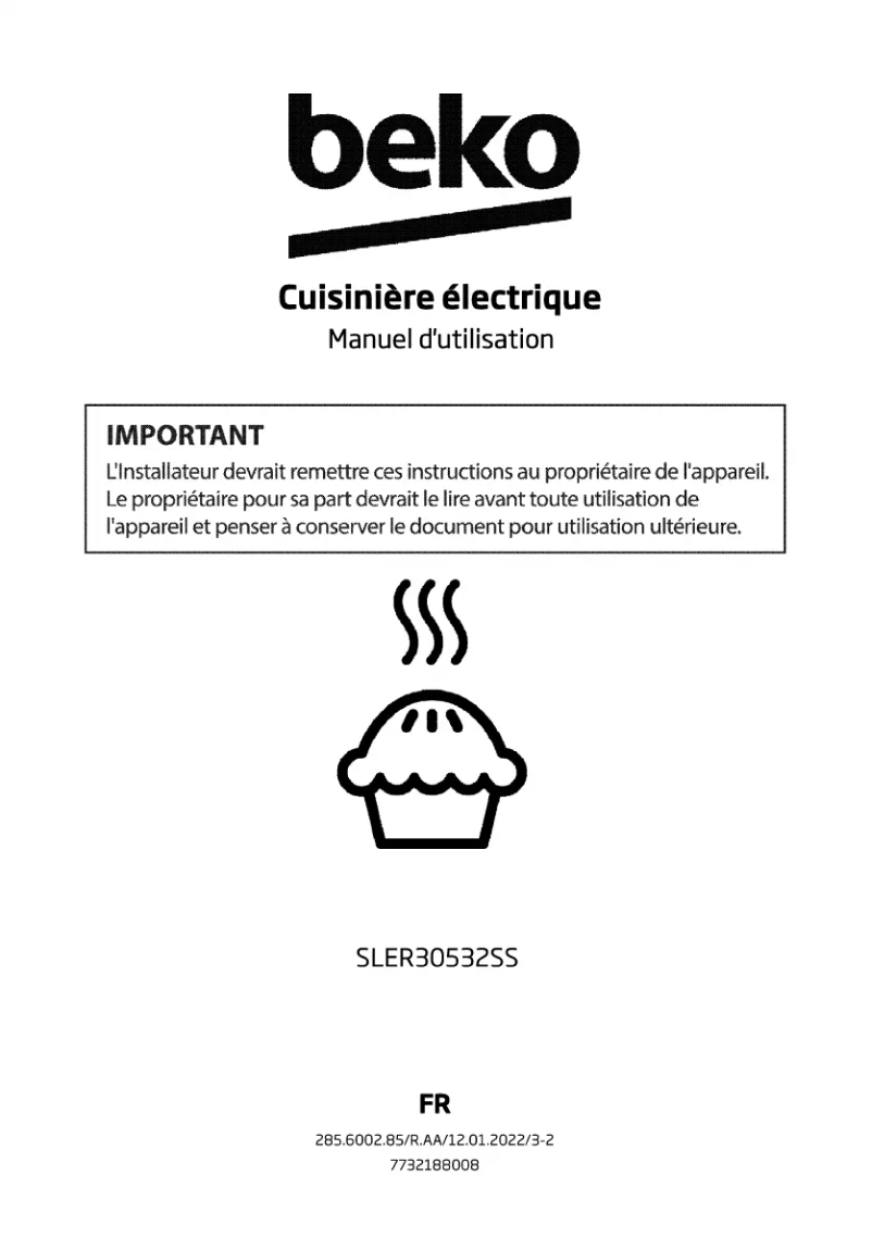 Page n°1 - Manuel utilisateur Beko SLER30532SS