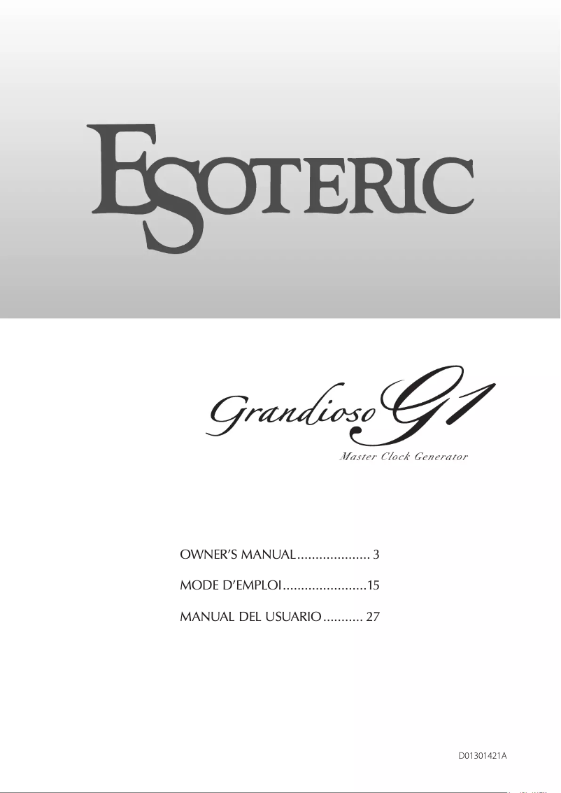 Page 1 de la notice Manuel utilisateur Esoteric Grandioso G1
