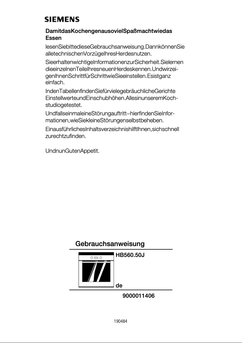 Image de la première page du manuel de l'appareil HB560750J