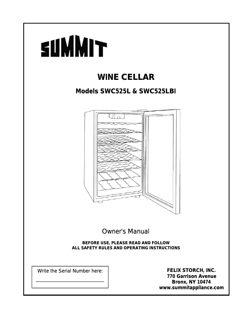 Page 1 de la notice Manuel utilisateur Summit SWC525L7