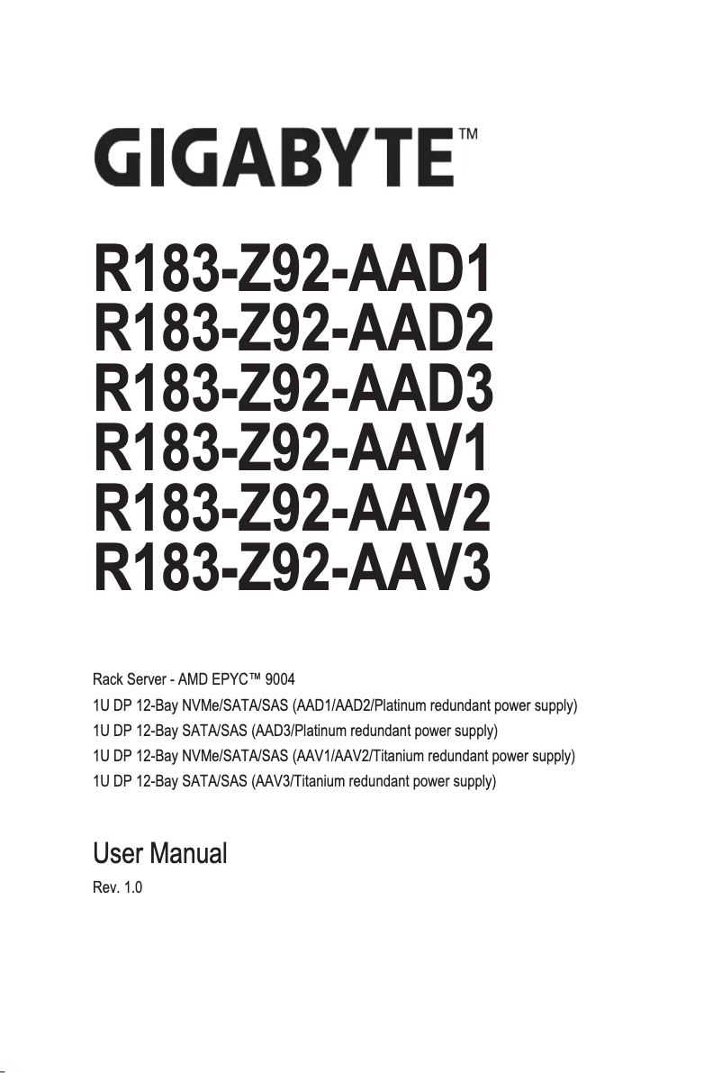 Image de la première page du manuel de l'appareil R183-Z92