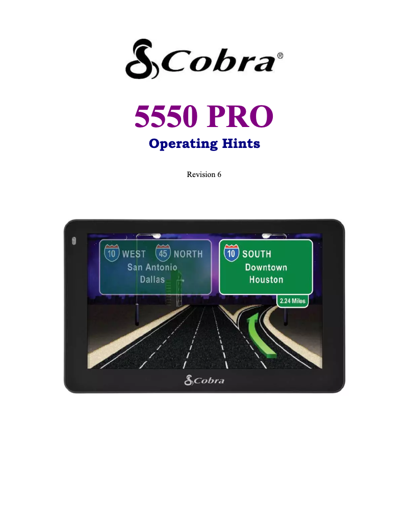 Page n°1 - Manuel utilisateur Cobra 5550 PRO