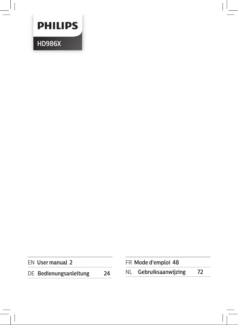 Page 1 de la notice Manuel utilisateur Philips Premium HD9870