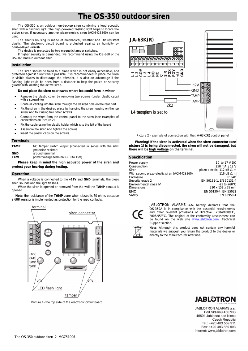 Page 1 de la notice Manuel utilisateur Joblotron OS-350