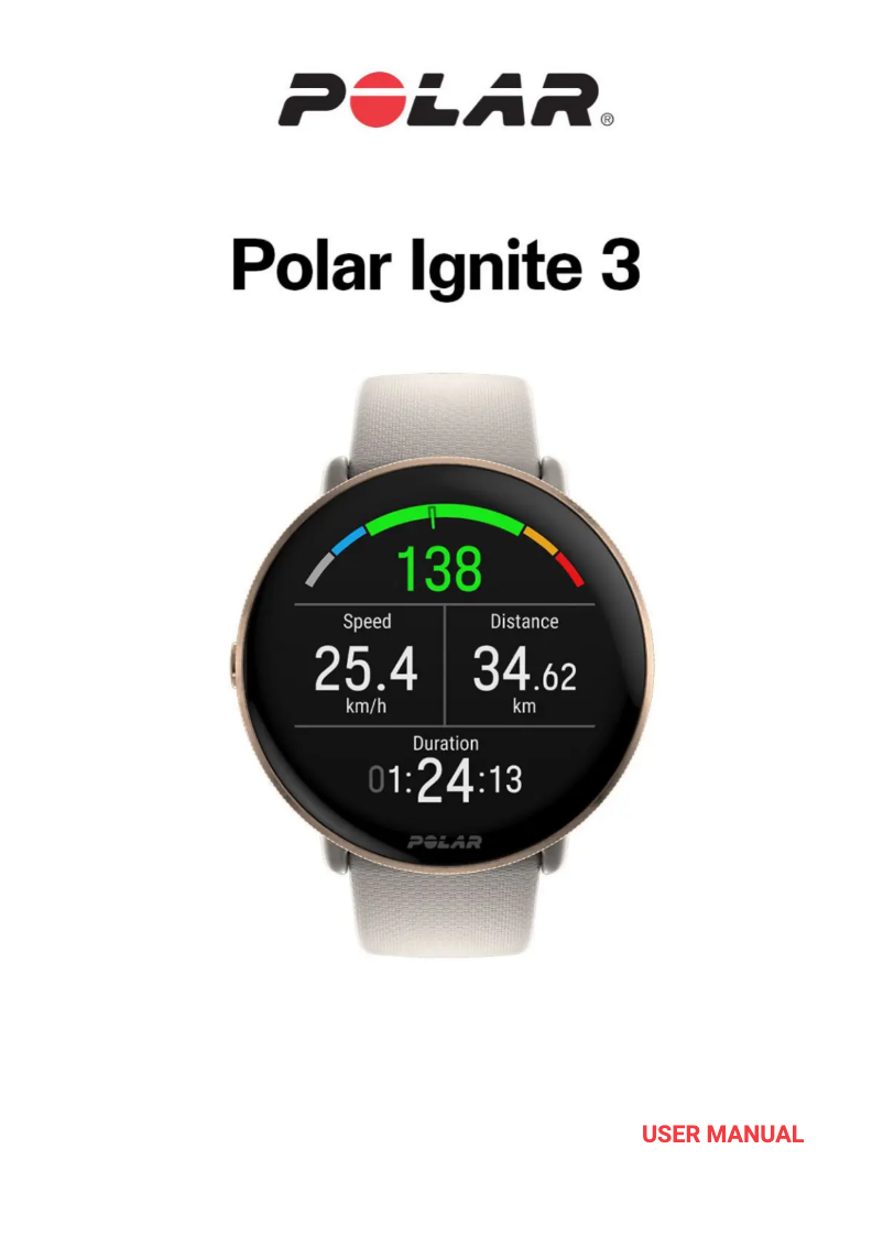 Page 1 de la notice Manuel utilisateur Polar Ingnite 3