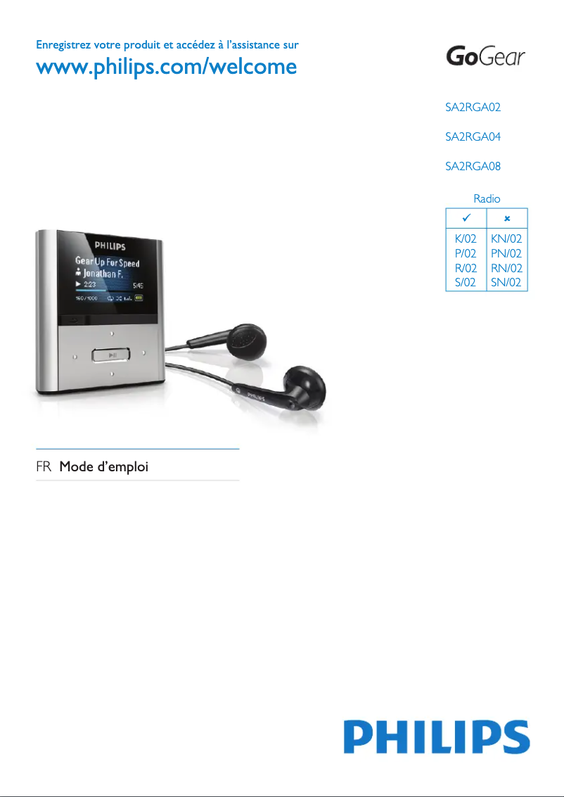 Page n°1 - Manuel utilisateur Philips GoGear SA3RGA04P