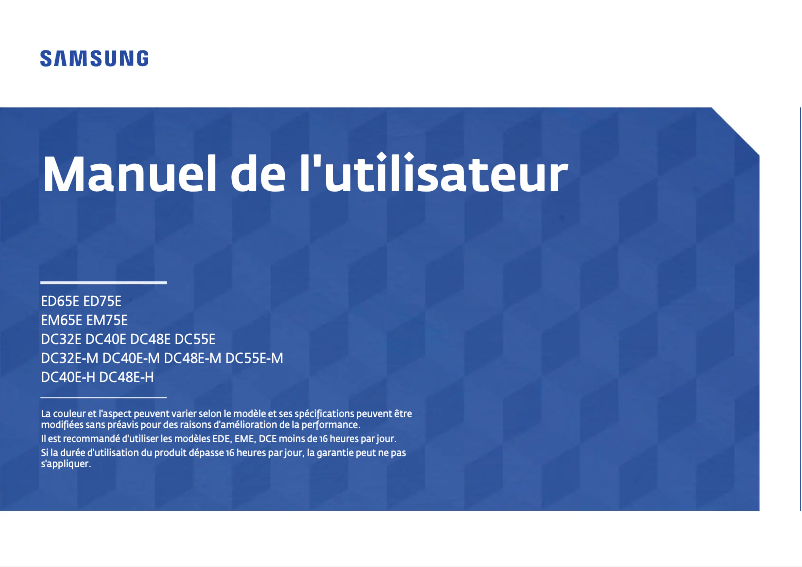 Page 1 de la notice Manuel utilisateur Samsung DC55E-M