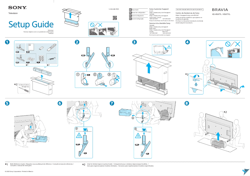 Page 1 de la notice Guide d'installation Sony KD-85X77CL