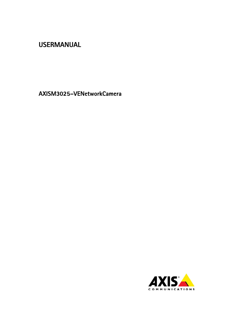 Page n°1 - Manuel utilisateur Axis M3025