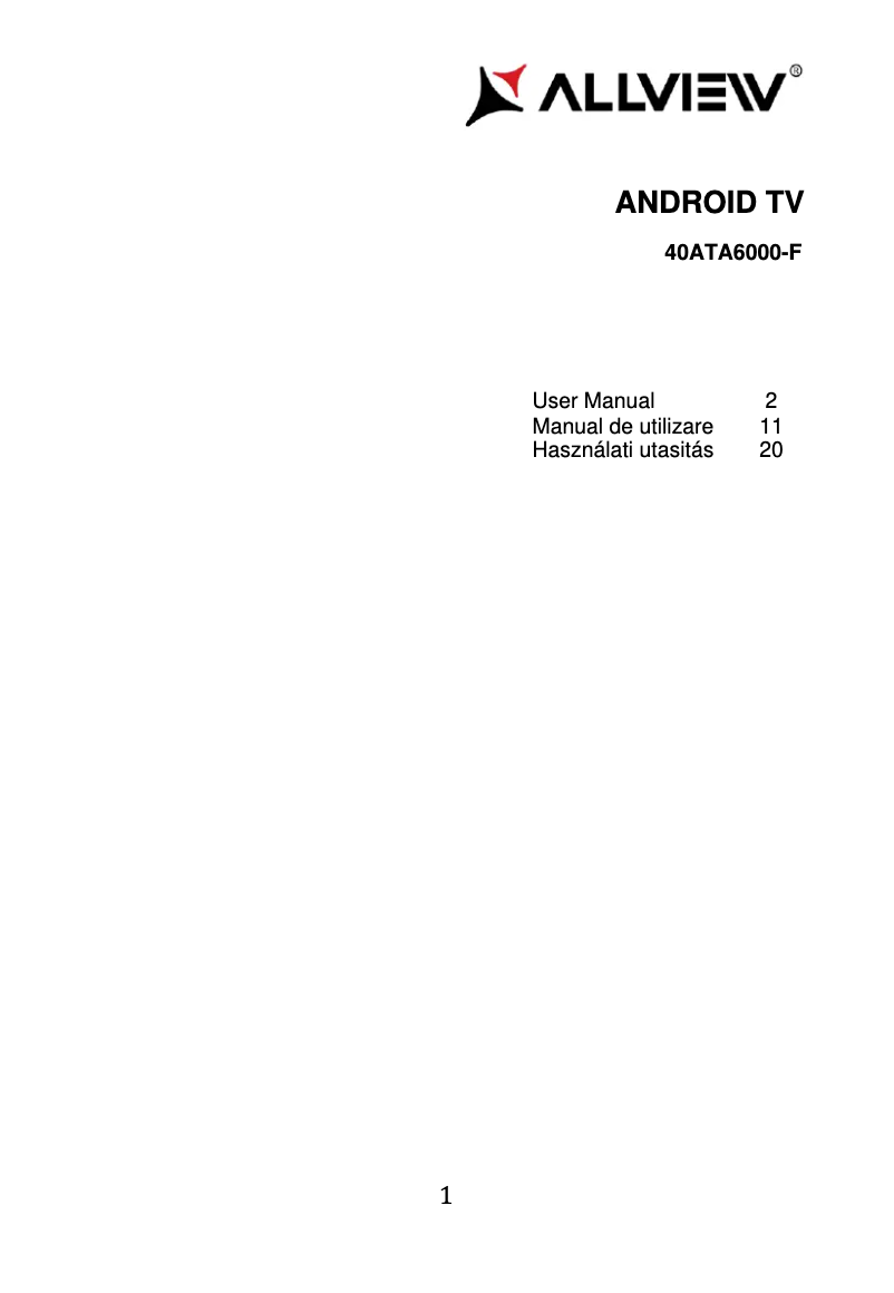 Page 1 de la notice Manuel utilisateur Allview 40ATA6000-F