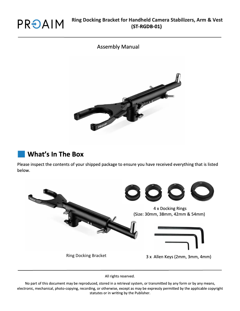 Page 1 de la notice Manuel utilisateur Proaim ST-RGDB-01