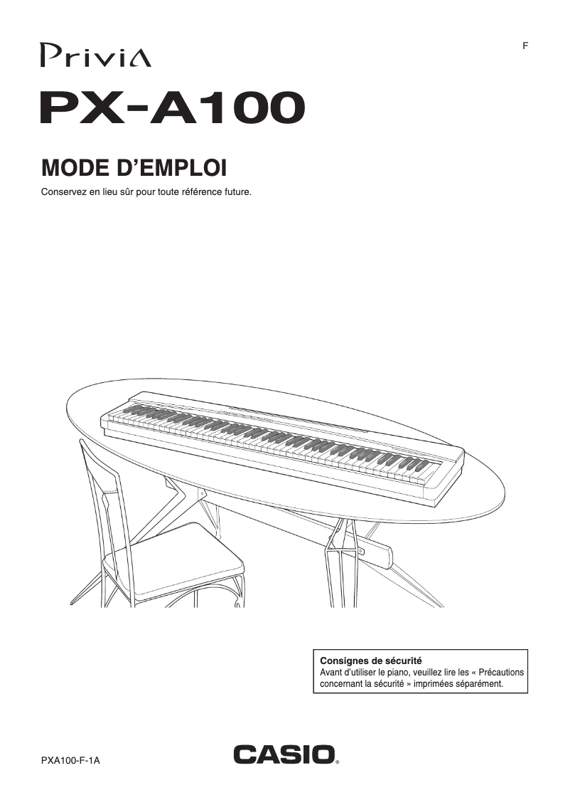 Page n°1 - Manuel utilisateur Casio Privia PX-A100BE
