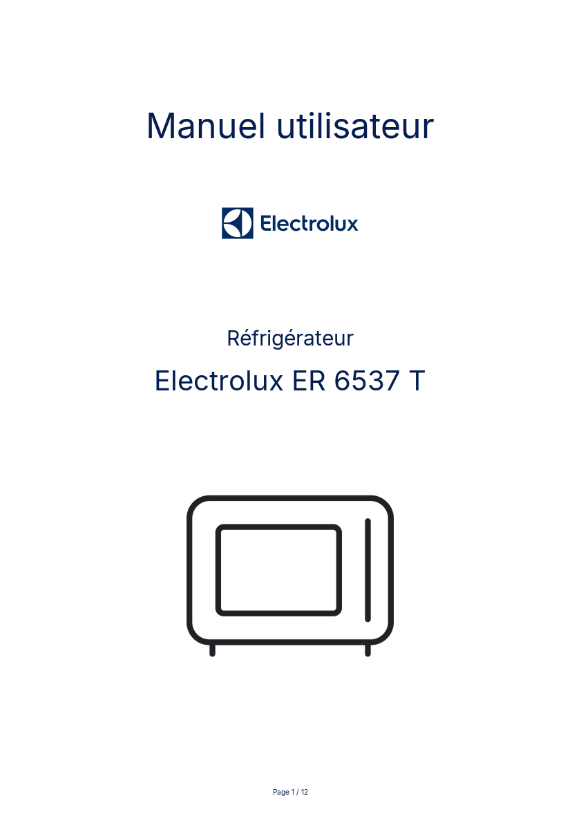 Page n°1 - Manuel utilisateur Electrolux ER 6537 T