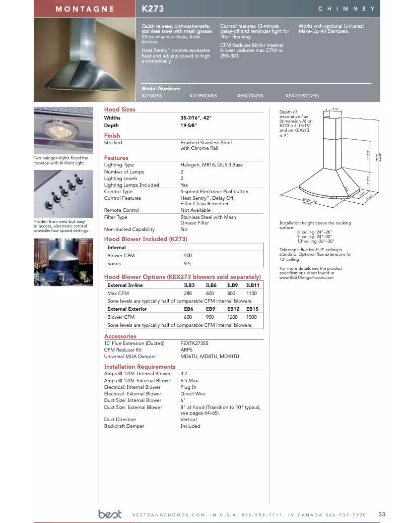 Page 1 de la notice Fiche technique Best K27342SS