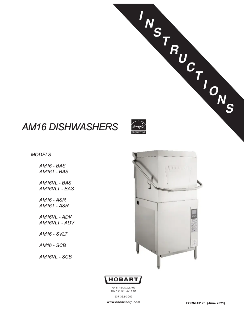Page 1 de la notice Manuel utilisateur Hobart AM16-ASR