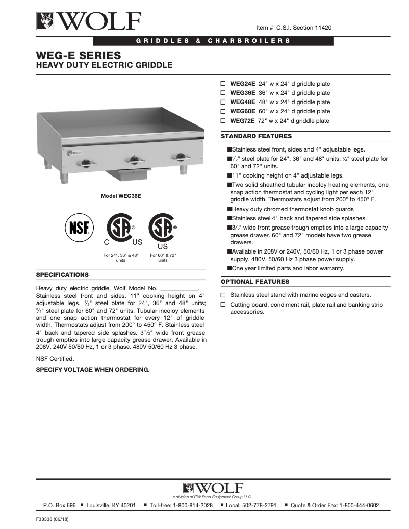 Page 1 de la notice Fiche technique Wolf WEG36E