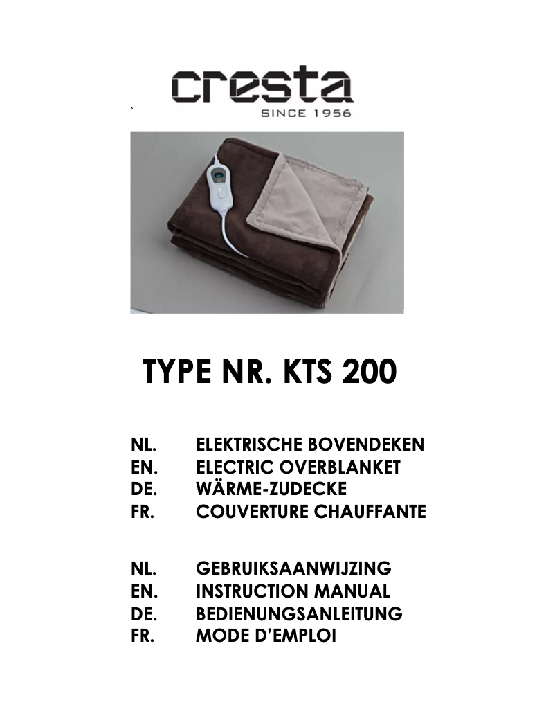 Page n°1 - Manuel utilisateur Cresta KTS200