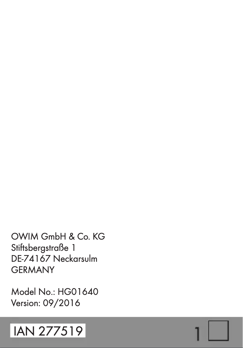 Page 1 de la notice Manuel utilisateur United Office HG01640