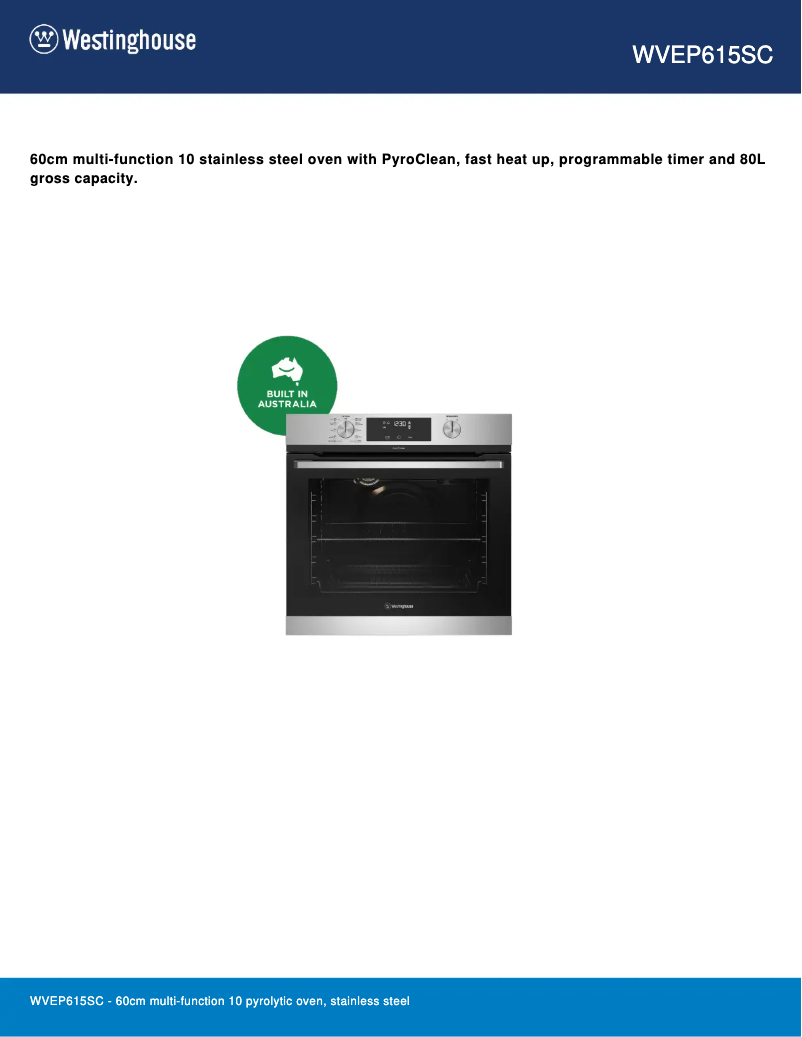 Image de la première page du manuel de l'appareil WVEP615SC