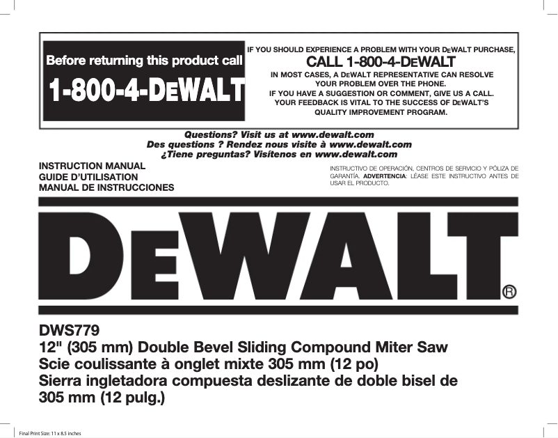 Page n°1 - Manuel utilisateur DeWalt DCB1106