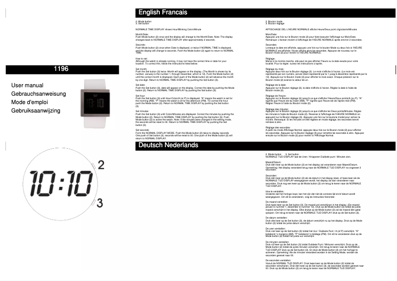 Page n°1 - Manuel utilisateur Davis 1196
