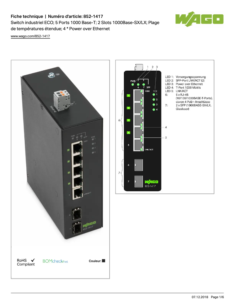 Page n°1 - Manuel utilisateur Wago 852-1417