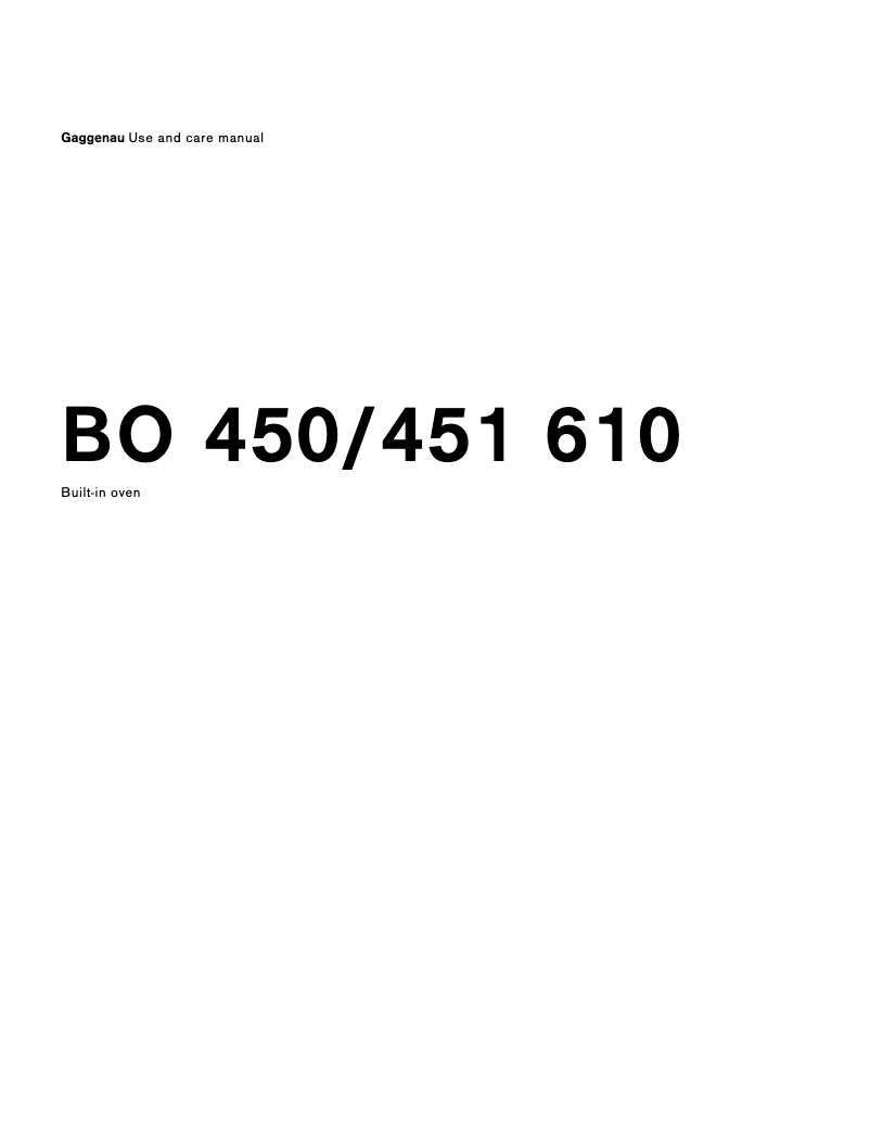 Page 1 de la notice Manuel utilisateur Gaggenau BO451610