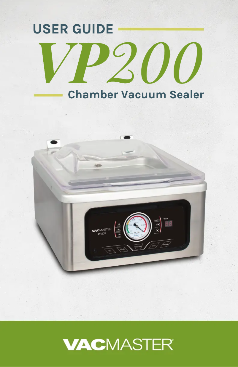 Page 1 de la notice Manuel utilisateur Vacmaster VP200