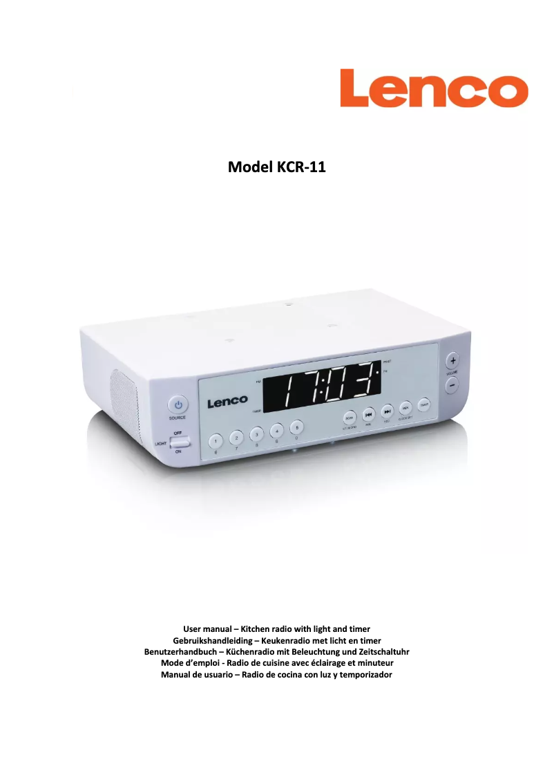 Page 1 de la notice Manuel utilisateur Lenco KCR-11