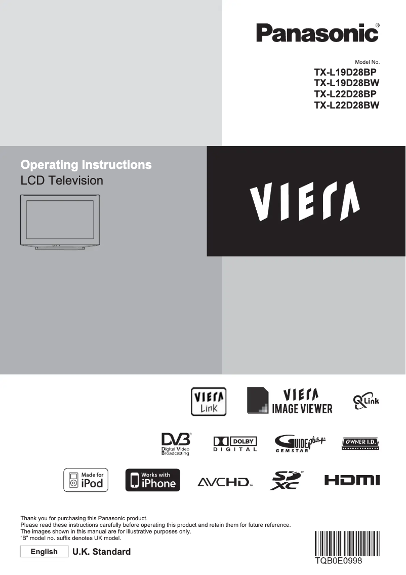 Imagen de la primera página del manual del dispositivo Viera TX-L22D28BP