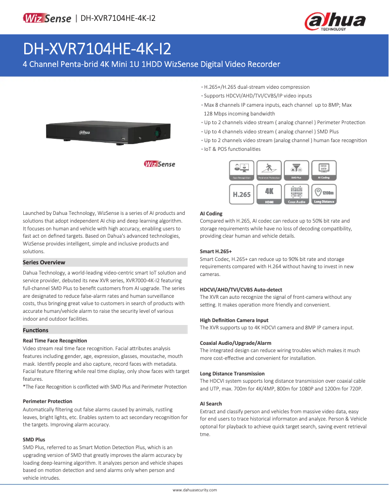 Image de la première page du manuel de l'appareil XVR7104HE-4K-I2