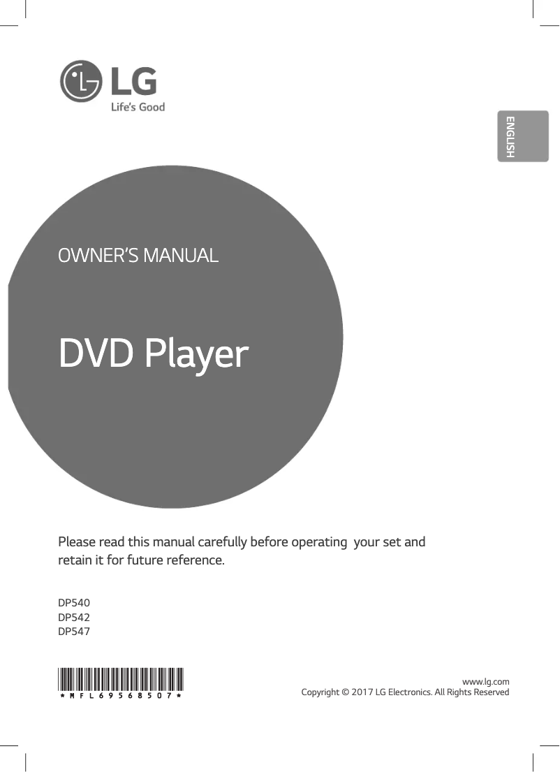 Page 1 de la notice Manuel utilisateur LG DP542