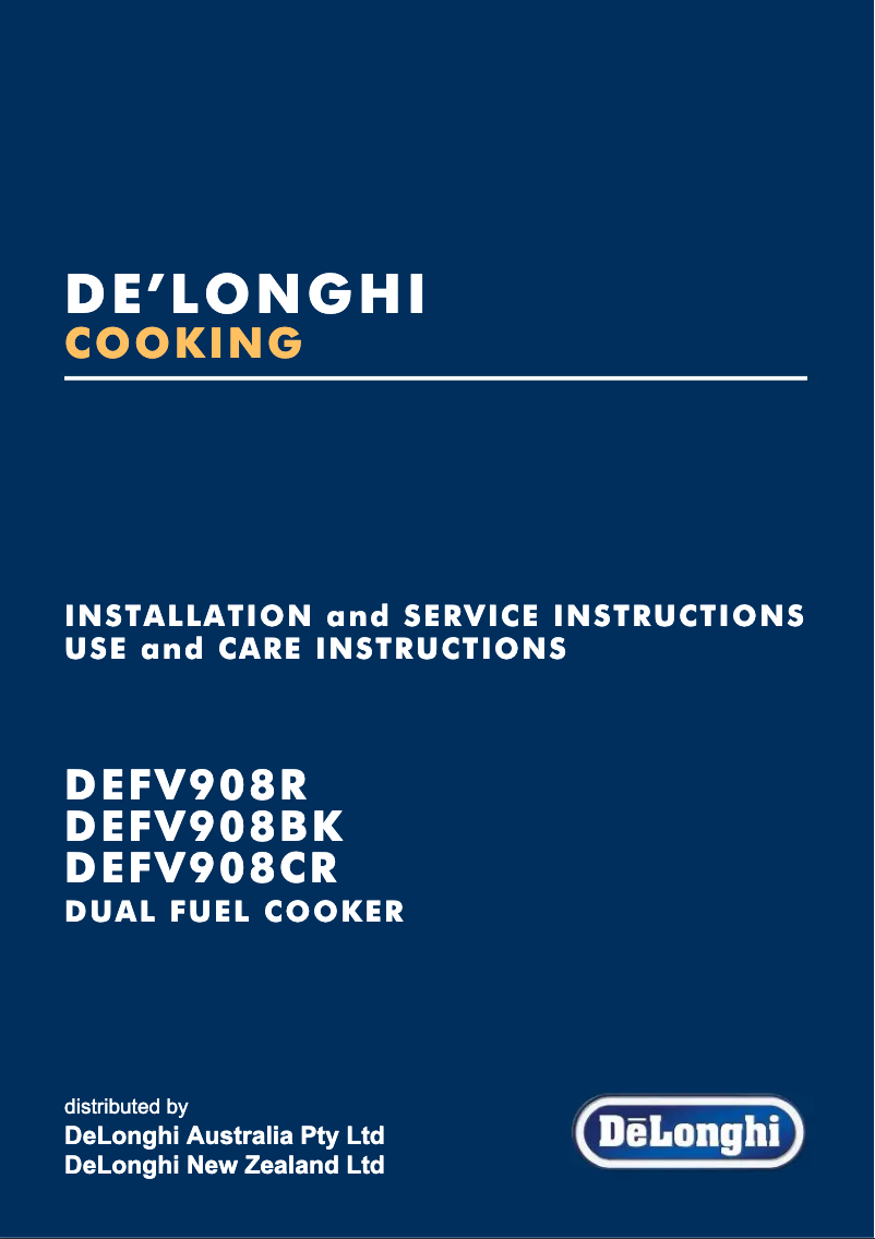 Page 1 of the manual User Manual DeLonghi DEFV908CR