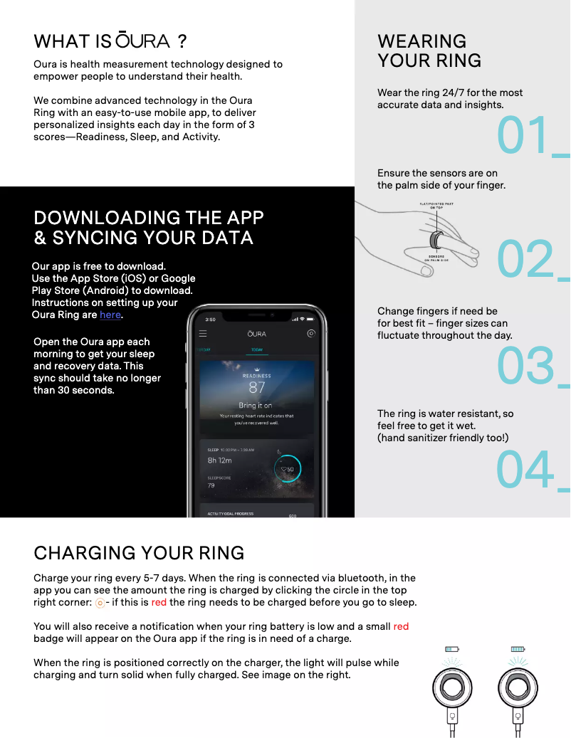 Page 1 de la notice Manuel utilisateur Oura Ring