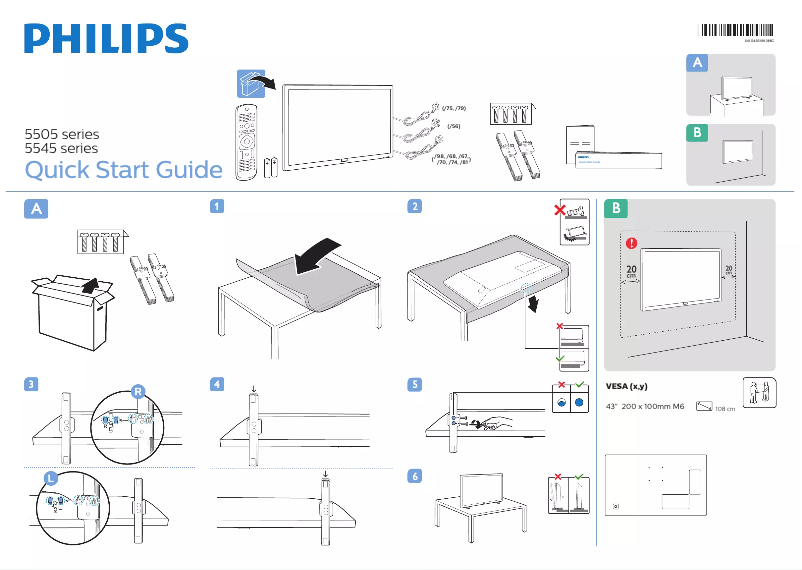 Page 1 de la notice Guide de démarrage rapide Philips 5500 series 43PFT5505